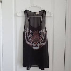 EUC H&M Tiger Chiffon Tank Top.